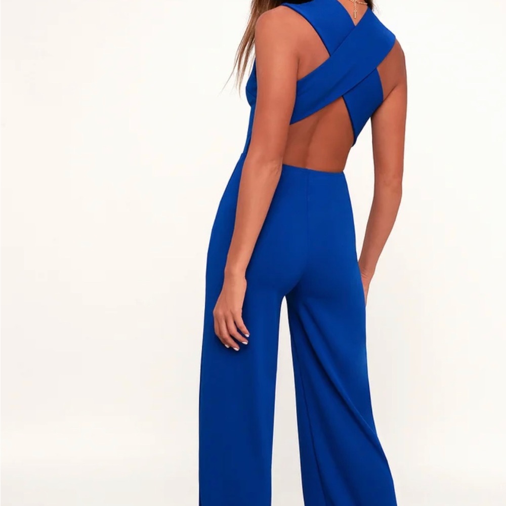 Lulus Backless Royal Blue Junpsuit
